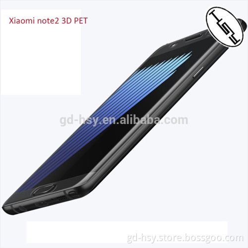 HUYSHE anti-explosion 3D PET full cover tempered glass 0.3mm screen 9H protector for Xiaomi Note2